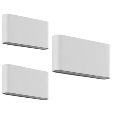 Imagem de Kit 3x Arandela Externa Slim Pastilha Alumínio Branca Facho Duplo LED 3000K 12W IP45 Bivolt