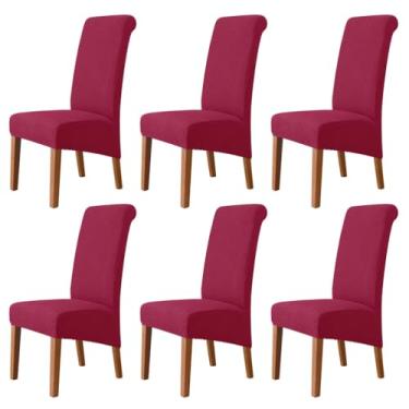Imagem de Lzyjckh Capas elásticas para cadeiras de jantar, Capa para cadeiras com encosto alto, Protetor de cadeira removível e lavável, para decoração de casa, hotel, banquete, festa,Red,6PCS