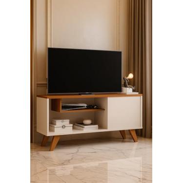 Imagem de Genérico, Rack Para tvs Pés Palito Retrô Bancada Elena cor: Off/nature - MJM Casa dos Moveis