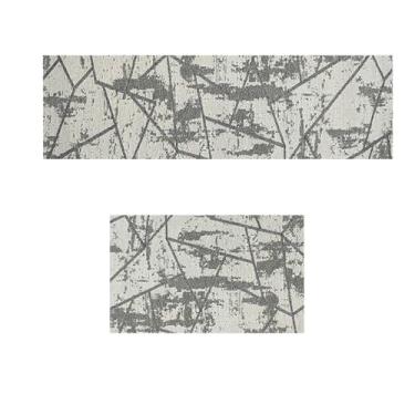 Imagem de Jogo Tapete Cozinha Antiderrapante 48x60 48x120 Oa Ptk Vr (M03Ptk CINZA Branco Grafite - ESTAMPADO)