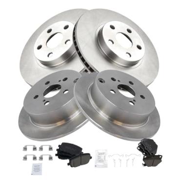 Imagem de TRQ Kit de freio dianteiro e traseiro e rotor de cerâmica compatível com 2003-2006 Pontiac Vibe 2005-2006 Toyota Corolla 2003-2007 Matrix