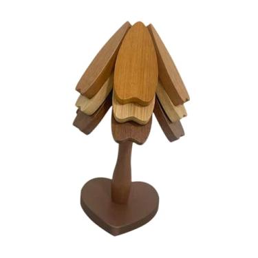 Imagem de IEUDNS Bases para copos em formato de árvore de madeira, conjunto de bases para copos em formato de árvore de madeira, jogos americanos para mesa, decorações, 3 Folhas