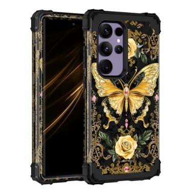 Imagem de Miqala Capa para Galaxy S24 Ultra 5G, que brilha no escuro, três camadas, resistente, à prova de choque, proteção total de plástico rígido + capa protetora de silicone macio para Samsung Galaxy S24