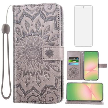 Imagem de Asuwish Capa de telefone para Samsung Galaxy A56 5G carteira com protetor de tela de vidro temperado e couro de girassol capa flip fina suporte para cartão acessórios de celular A 56 56A LTE mulheres