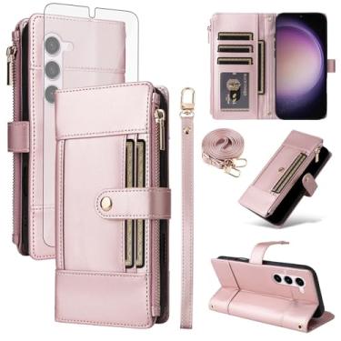 Imagem de Asuwish Capa de celular para Samsung Galaxy S23 5G capa carteira celular com protetor de tela de vidro temperado bloqueio RFID alça flip suporte para cartão S 23 23S GS23 G5 SM-S911U 6,1 polegadas