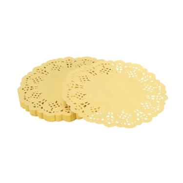 Imagem de YELARXI Doilies de papel, toalhas de renda de papel, descartáveis, redondos, modernos, decorativos, volumosos, 8,5 cm, adequado para bolos, sobremesas, artesanato, grelhados, fritos, utensílios de