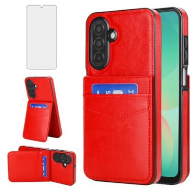 Imagem de Asuwish Capa de telefone para Samsung Galaxy A26 5G com protetor de tela de vidro temperado e suporte para cartão de crédito capa carteira suporte acessórios de celular de couro A 26 26A LTE A265G