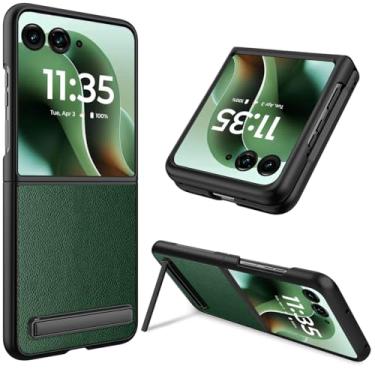 Imagem de NINKI Capa para Motorola Razr 2025/2024 com suporte e protetor de tela [não serve para Plus], capa de celular fina à prova de quedas e arranhões para Motorola Moto Razr 60/50 2025 e 2024 – verde
