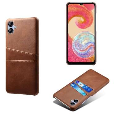 Imagem de Capa compatível com Samsung Galaxy A04e, capa de couro PU - Capa de telefone fina à prova de choque com 2 compartimentos para cartão, proteção anti-impressão digital e antiqueda, plástico sintético