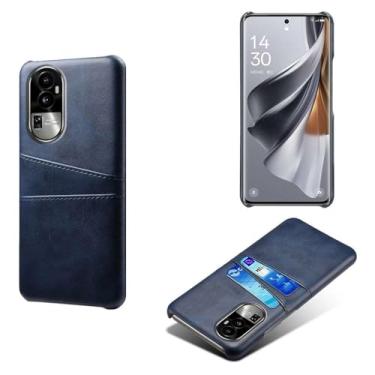 Imagem de Capas Compatível com OPPO RENO 10,tampa protetora de couro falso,design de saco de cartão com 2 fendas de cartão atrás,proteção anti-impressão digital e anti-gota-Blue