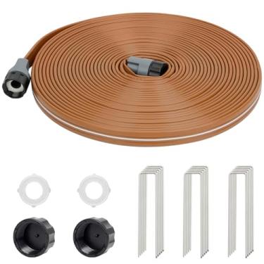 Imagem de LINEX Mangueira de imersão para irrigação de 15 metros para jardim, mangueira de irrigação com furos, sistema de irrigação de alta eficiência para gramado e jardim com grampos