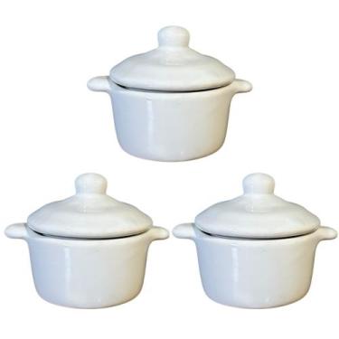 Imagem de 3 Mini Caçarola Cerâmica Esmaltada 100ml Moderna Panelinha Para Festas