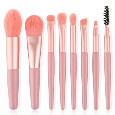 Imagem de Kit 8 Mini Pincéis de Maquiagem Compacto – Cerdas Macias, Portátil, Ideal para Rosto e Olhos, Prático para Viagem