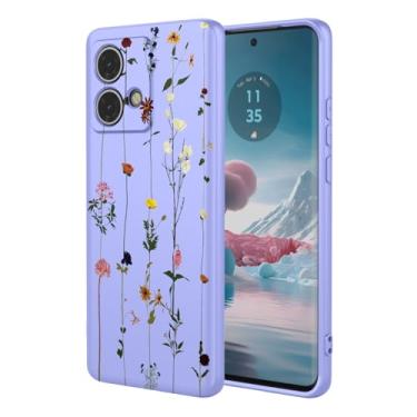 Imagem de KOARWVC Capa de celular para Moto Edge 40 Neo, Motorola Edge 40 Neo XT2307-1 capa fofa com estampa de flor, capa protetora fina de TPU macio para Motorola Edge 40 Neo Purple Garden