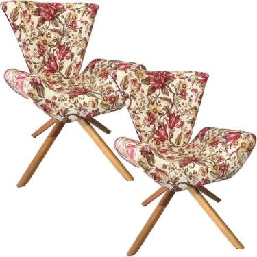 Imagem de Kit Duas Poltronas Elegance Base Giratória Ferro e Madeira Cambuci Imp