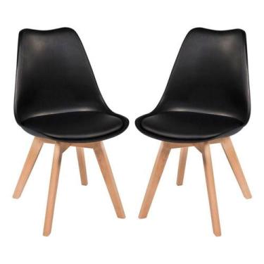 Imagem de Kit 2 Cadeiras Leda Charles Eames Saarinen Wood Preta - UNIVERSAL MIX