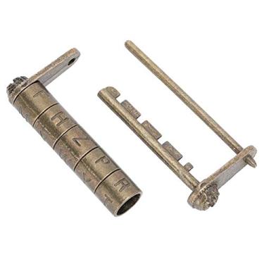 Imagem de Antigo Vintage Charques Chineses Combinação Carta de Gravura Trava para Jóias de Jóias de Madeira Trava da Porta, Porta do Armário, Cadeados Combinados, Design de Senha Exclusiva, Design de Senha,