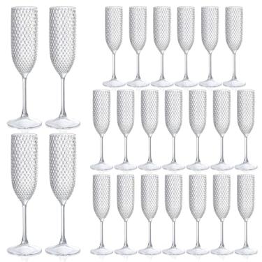 Imagem de Taças de champanhe de plástico, taças de champanhe, taças inquebráveis para brindes de casamento, copos de vinho, copos de vinho de diamante reutilizáveis, copos de vinho de festa, copos de vinho