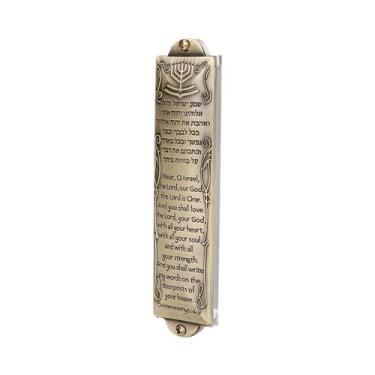 Imagem de Mezuzah De Metal Shema De Estanho Com Rolagem Em Inglês Hebraico Bênçã