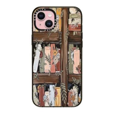 Imagem de CASETiFY Capa Impact para iPhone 15 Plus [4X testada contra quedas de grau militar/proteção contra quedas de 2,5 metros/compatível com Magsafe] - Bookshelf Garden by KT's Canvases - Preto transparente