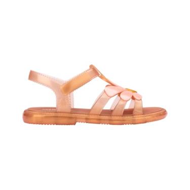Imagem de mini melissa Sandália Hip Bloomy para crianças pequenas, Marrom perolado/rosa, 4 Big Kid