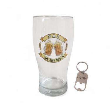 Imagem de Copo Com Chaveiro Personalizado Vidro 580ml Dia Dos Pais Presente Cerv