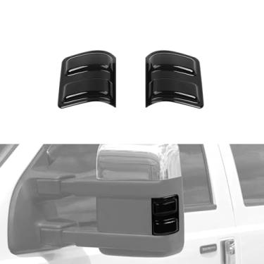 Imagem de RAZPOY Acabamento da tampa da luz de seta do espelho retrovisor compatível com Ford F250/F350/F450/F550 2008-2016, preto fumê
