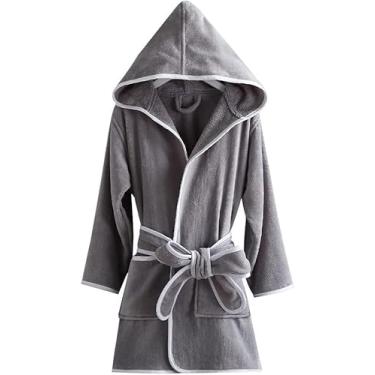 Imagem de Roupão De Banho Com Capuz De Lã Orgânico Para Crianças E Meninas Para Meninos E Meninas Com Cinto, Dark grey, 5-6 Years