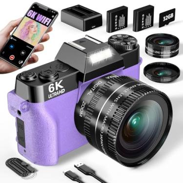 Imagem de WIKICO Câmera Digital 6K Para Fotografia, Câmera De Vlog De 64 Mp Para Youtube Com Tela Flip De 180° De 3", Zoom De 16X, Foco Automático, Câmeras Compactas De Beleza Para Viagens Para Adolescentes,
