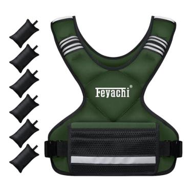 Imagem de Feyachi Colete com peso de 5,4 kg – Colete tipo X com listras refletivas para homens e mulheres, ideal para corrida, treino e treinamento, verde