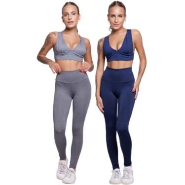 Imagem de KIT 2 Conjunto Fitness Liso Serra e Mar Top Bojo e Calça Suplex-Feminino