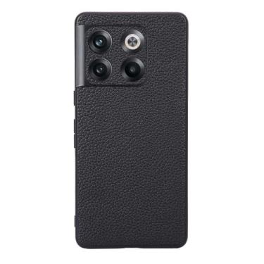 Imagem de Capas Compatível com Oneplus 10T,Design de grão levantado de superfície,Proteção contra queda,Anti impressão digital,Anti arranhões,Aparência de couro de imitação de plástico macio-Black