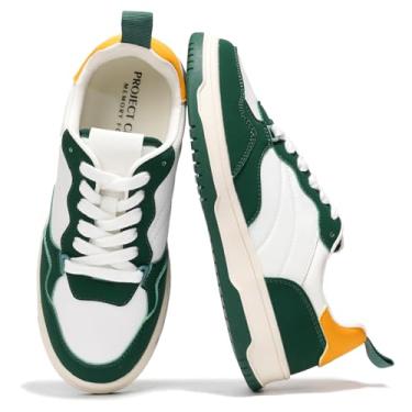 Imagem de Project Cloud Tênis feminino Dunks confortável com espuma de memória para mulheres, calçados femininos, de couro vegano, tênis femininos antiderrapantes, lavagem à máquina (Kiki), Verde, 34