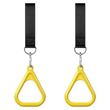 Imagem de LadyRosian Trapeze Bar Swing Monkey Bars Hanging Ninja Rings Warrior Slackline Obstacle Course Kits for Kid Playground Equipment Accessories (Yellow)