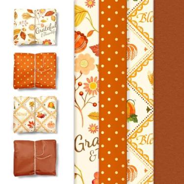 Imagem de AOBKIAT Papel de seda de outono de Ação de Graças para sacos de presente, 24 folhas de design de folha de bordo de abóbora, papel de embrulho laranja para bricolage, embalagem de presente de colheita