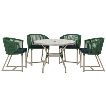 Imagem de Mesa Com 4 Cadeiras E Noronha Estofado 12 Trama autêntico Verde