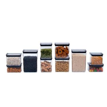 Imagem de kit 10 potes herméticos de acrílico quadrados mantimento - oikos