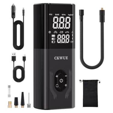 Imagem de CKWUE Compressor De Ar Portátil Para Encher Pneus, Compressor De Ar Sem Fio De 180 Psi, Bomba De Ar 6 Vezes Mais Rápida Com Manômetro Digital, Bomba De Pneu Com Modo Duplo De Enchimento Para Carro,