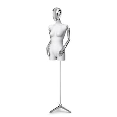 Imagem de Mannequin Altura ajustável de 60,62-78,74 pol. para modelos de varejo humano, cabeça e braço de galvanoplastia rotativos, torso de manequim(Silver,Triangle)
