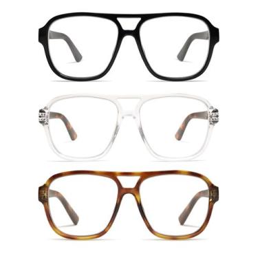 Imagem de Óculos de leitura AMOMOMA Oversized Aviator 1.5X para mulheres e homen