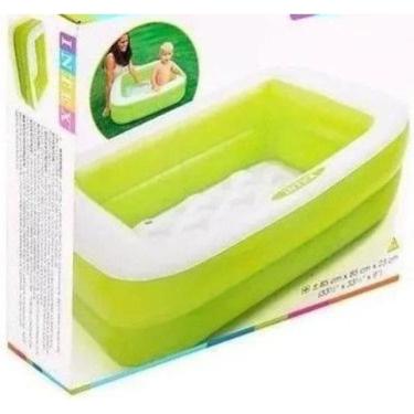 Imagem de Piscina Infantil Inflável Quadrada - Verde E Branca - 57 L