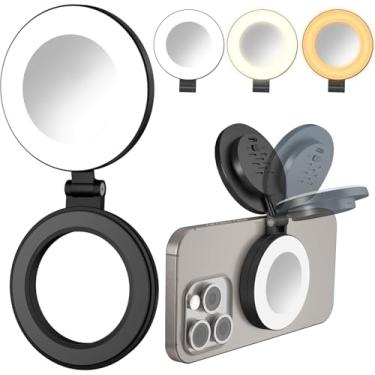 Imagem de Bonkyo Anel de luz de clipe de selfie para laptop, celular, tablet, luz de câmera de 3000 mAh com 3 temperaturas de cor e 10 níveis de brilho, luz portátil para celular, transmissão, vlog, podcast