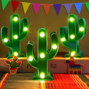 Imagem de LED Cactus Light TURNMEON, 3 peças, decoração de festa Fiesta Mexican