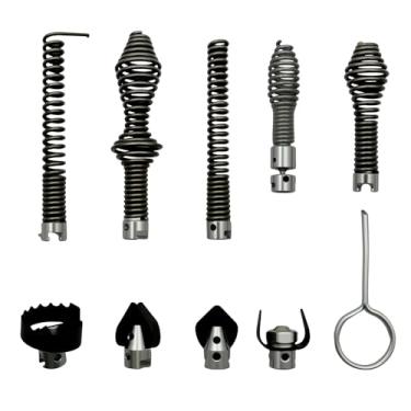 Imagem de Conjunto de 10 peças de acessórios de broca de cobra de drenagem - Kit de cortador de trado de drenagem compatível com máquinas de drenagem RIDGID K-400, C-4, C-6, C-7, C-8 e C-9 - Serve para cabeças