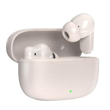 Imagem de Fone De Ouvido Bluetooth Sem Fio 5.3 Compatível iPhone Android, Modo de Fone Ouvido único e Dois Com Microfone, 360 Estéreo Graves Potentes Para Trabalho Academia Corrida Musica Jogo e Game, Bege