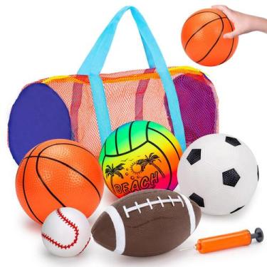 Imagem de Conjunto de bolas esportivas Qirptey para crianças com bolsa de futebo