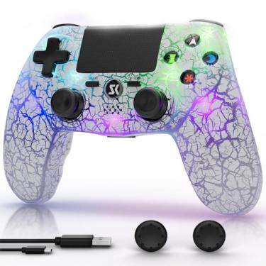 Imagem de Controlador CHENGDAO para PS4 sem fio com luz RGB branca