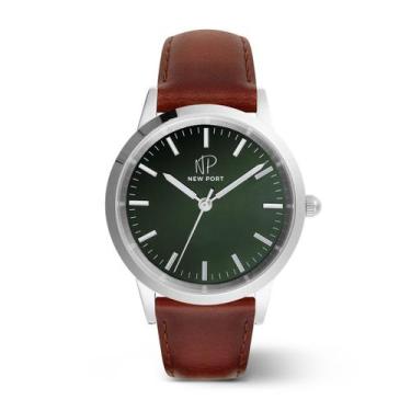 Imagem de Relógio Masculino Couro Marrom Analógico Casual Elegante - New Port