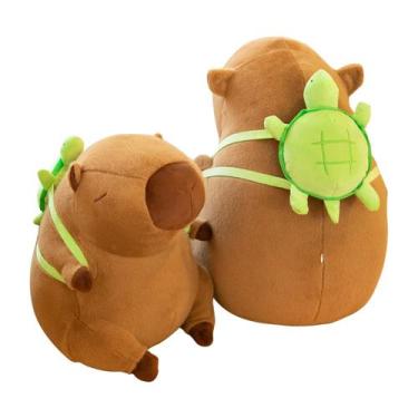 Imagem de Brinquedo de pelúcia SHINUOER Capivara com mochila de tartaruga, prese
