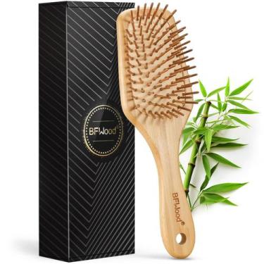 Imagem de Escova de cabelo BFWood Bamboo Paddle com cerdas de bambu